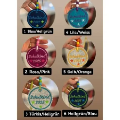 Schultüten Anhänger personalisiert zur Einschulung zum Befestigen an der Schultüte Schulranzen Tornister 2025