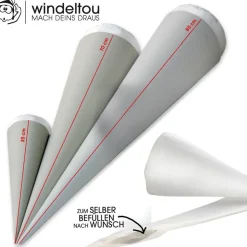 Schultüten-Bastelset | Papprohling + Inlettkissen LEER ohne Füllung für Schultüte, Schultütenkissen, Zuckertüte