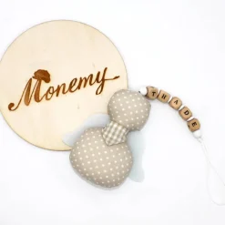 Schutzengel / Glücksbringer beige mit Namen personalisiert / Engel aus Stoff / Geschenk zur Geburt & Taufe