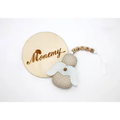 Schutzengel / Glücksbringer beige mit Namen personalisiert / Engel aus Stoff / Geschenk zur Geburt & Taufe