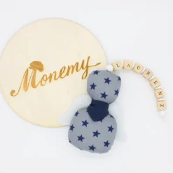 Schutzengel / Glücksbringer grau Sterne mit Namen personalisiert / Schutzengel Taufe / Engel aus Stoff / Geschenk Geburt