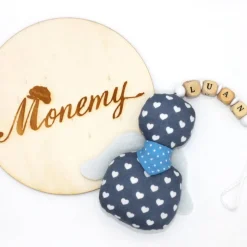 Schutzengel / Glücksbringer grau Herz mit Namen