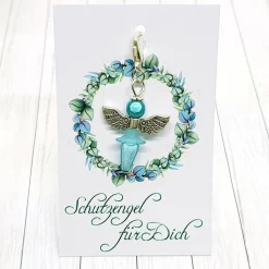 Schutzengel Ballerina Anhänger silberfarben/türkis – Glücksbringer & Geschenk