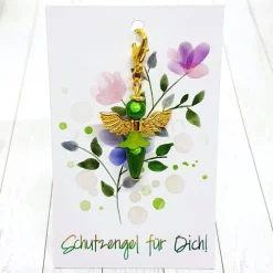 Schutzengel Ballerina goldfarben/grün – Glücksbringer Anhänger als Geschenkidee