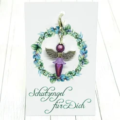 Schutzengel Ballerina silberfarben lila – Glücksbringer & Geschenk mit Schmuckkärtchen