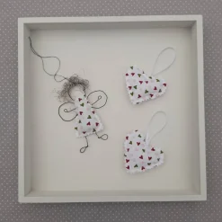 Schutzengel "Herzchen" aus Draht + 2 Anhänger, Geldgeschenk