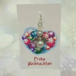 Schutzengel Holzperlen silber gold perlmutt natur mit Karabiner – Geschenk & Anhänger