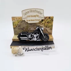 Schutzengel Motorrad – Personalisiertes Geldgeschenk & Aufsteller für Biker aus Holz