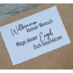 Schutzengel zur Geburt / Herzlich Willkommen / Kleiner Mensch / Karte mit Engel