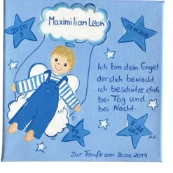 Schutzengelbild Schutzengel  Junge Bild zur Taufe Geburt
