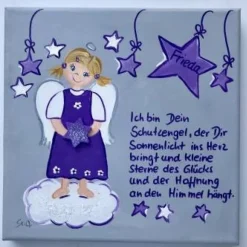 Schutzengelbild Schutzengel Bild für Mädchen zur Taufe Geburt