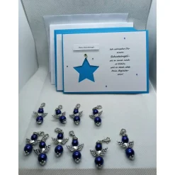 Schutzengelkarte in blau, Karte mit abnehmbaren Schutzengel + Spruch