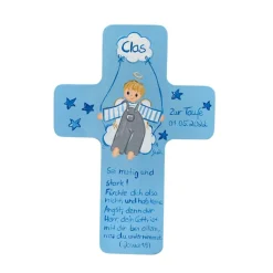 Schutzengelkreuz für Jungs Taufkreuz, Kinderkreuz Geschenk zur Taufe / Geburt