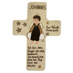 Schutzengelkreuz für Jungs Taufkreuz, Kinderkreuz Geschenk zur Taufe / Geburt