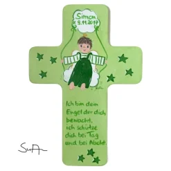Schutzengelkreuz für Jungs Taufkreuz, Kinderkreuz Geschenk zur Taufe / Geburt