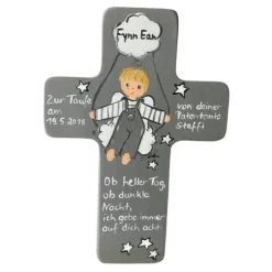 Schutzengelkreuz für Jungs Taufkreuz, Kinderkreuz Geschenk zur Taufe / Geburt