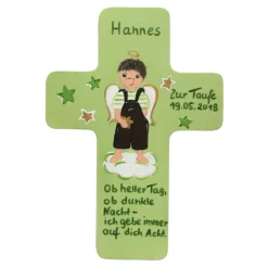 Schutzengelkreuz für Jungs Taufkreuz, Kinderkreuz Geschenk zur Taufe / Geburt