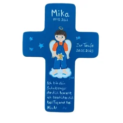 Schutzengelkreuz für Jungs Taufkreuz, Kinderkreuz Geschenk zur Taufe / Geburt