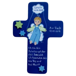 Schutzengelkreuz für Jungs Taufkreuz, Kinderkreuz Geschenk zur Taufe / Geburt
