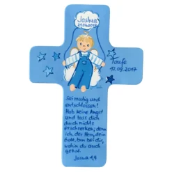 Schutzengelkreuz für Jungs Taufkreuz, Kinderkreuz Geschenk zur Taufe / Geburt
