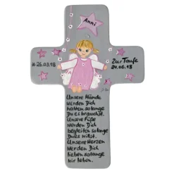 Schutzengelkreuz für Mädchen Taufkreuz, Kinderkreuz Geschenk zur Taufe / Geburt