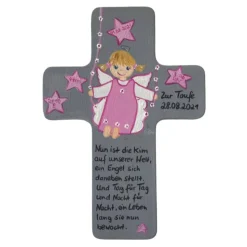Schutzengelkreuz für Mädchen Taufkreuz, Kinderkreuz Geschenk zur Taufe / Geburt