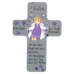 Schutzengelkreuz für Mädchen Taufkreuz, Kinderkreuz Geschenk zur Taufe / Geburt
