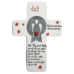 Schutzengelkreuz für Mädchen Taufkreuz, Kinderkreuz Geschenk zur Taufe / Geburt/Kommunion