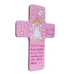 Schutzengelkreuz für Mädchen Taufkreuz, Kinderkreuz Geschenk zur Taufe / Geburt