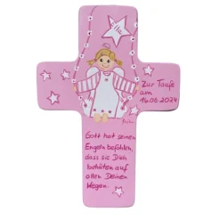 Schutzengelkreuz für Mädchen Taufkreuz, Kinderkreuz Geschenk zur Taufe / Geburt