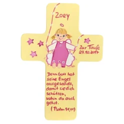 Schutzengelkreuz für Mädchen Taufkreuz, Kinderkreuz Geschenk zur Taufe / Geburt