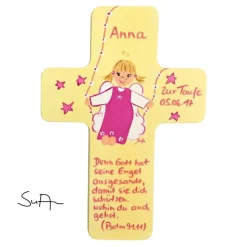 Schutzengelkreuz für Mädchen Taufkreuz, Kinderkreuz Geschenk zur Taufe / Geburt