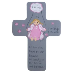 Schutzengelkreuz für Mädchen Taufkreuz, Kinderkreuz Geschenk zur Taufe / Geburt