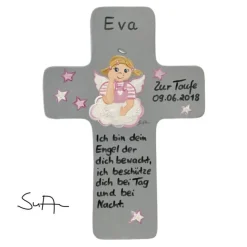 Schutzengelkreuz für Mädchen Taufkreuz, Kinderkreuz Geschenk zur Taufe / Geburt
