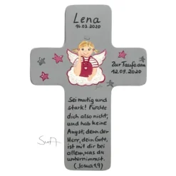 Schutzengelkreuz für Mädchen Taufkreuz, Kinderkreuz Geschenk zur Taufe / Geburt