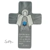Schutzengelkreuz grau blau Taufkreuz, Kinderkreuz Geschenk zur Taufe / Geburt