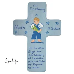 Schutzengelkreuz Junge Kinderkreuz Geschenk zur Einschulung