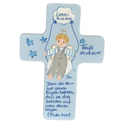 Schutzengelkreuz Junge Taufkreuz, Kinderkreuz Geschenk zur Taufe / Geburt