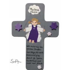 Schutzengelkreuz Mädchen  Taufkreuz, Kinderkreuz Geschenk zur Taufe / Geburt