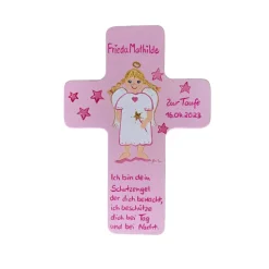 Schutzengelkreuz Mädchen Taufkreuz, Kinderkreuz Geschenk zur Taufe / Geburt