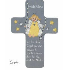 Schutzengelkreuz  Mädchen Taufkreuz, Kinderkreuz Geschenk zur Taufe / Geburt