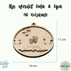 Schwangerschaft verkünden Christbaumkugel aus Holz in 3D Optik Ihr werdet Oma & Opa, Baby verkünden