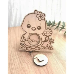 Schwangerschaft verkünden an Ostern mit graviertem Küken, 3D Cutout im Bauch, Text zur Verkündung anpassbar