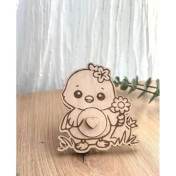 Schwangerschaft verkünden an Ostern mit graviertem Küken, 3D Cutout im Bauch, Text zur Verkündung anpassbar