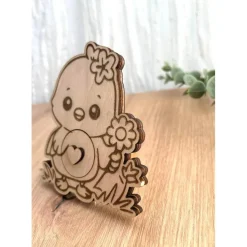 Schwangerschaft verkünden an Ostern mit graviertem Küken, 3D Cutout im Bauch, Text zur Verkündung anpassbar