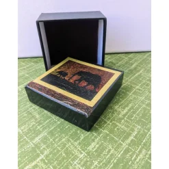 Schwarzes Geschenkschachtel - Set 3teilig, mit afrikanischen Serviettenmotiven