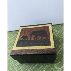 Schwarzes Geschenkschachtel - Set 3teilig, mit afrikanischen Serviettenmotiven