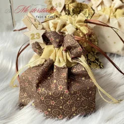 Säckchen handgemacht Weihnachtsverpackung Sterne Geschenktüte wieder verwendbar Wunschname