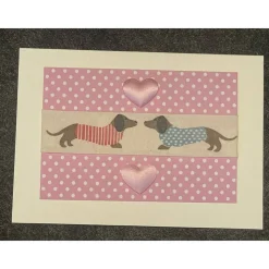 Süße Grußkarte, Dackelmotiv, Handarbeit mit Umschlag