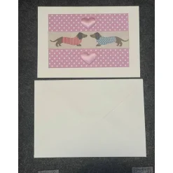 Süße Grußkarte, Dackelmotiv, Handarbeit mit Umschlag